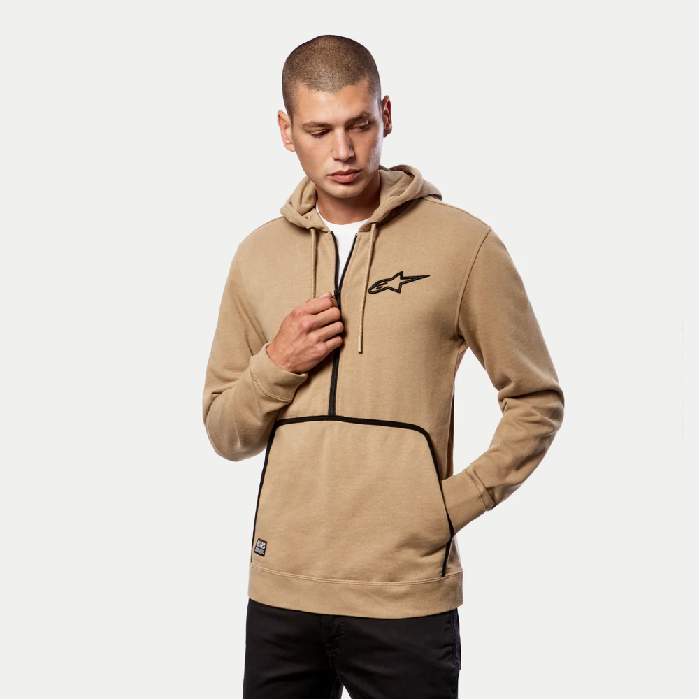 Buzo Hoodie Alpinestars Bound 1/2 Zip – Hombre [BEIGE / ZIPPER FRONTAL]