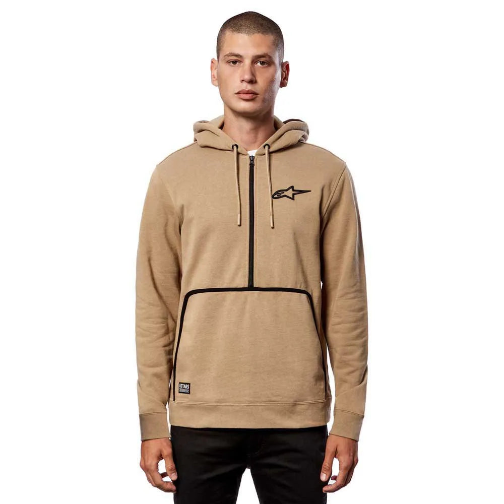 Buzo Hoodie Alpinestars Bound 1/2 Zip – Hombre [BEIGE / ZIPPER FRONTAL]